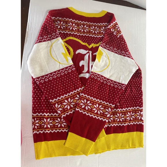 Harry Potter Hogwarts Houses Christmas Cardigan Sweater Red & Yellow Crest Large - Picture 8 of 8